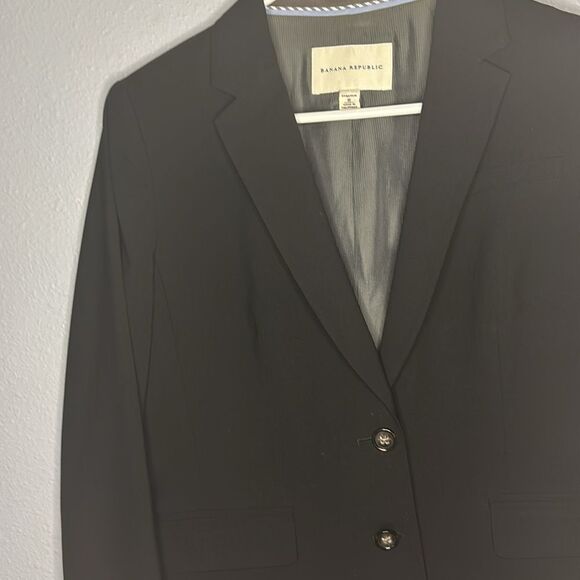 Banana Republic Black Stretch Wool Blend Blazer Size 10 - Picture 7 of 12